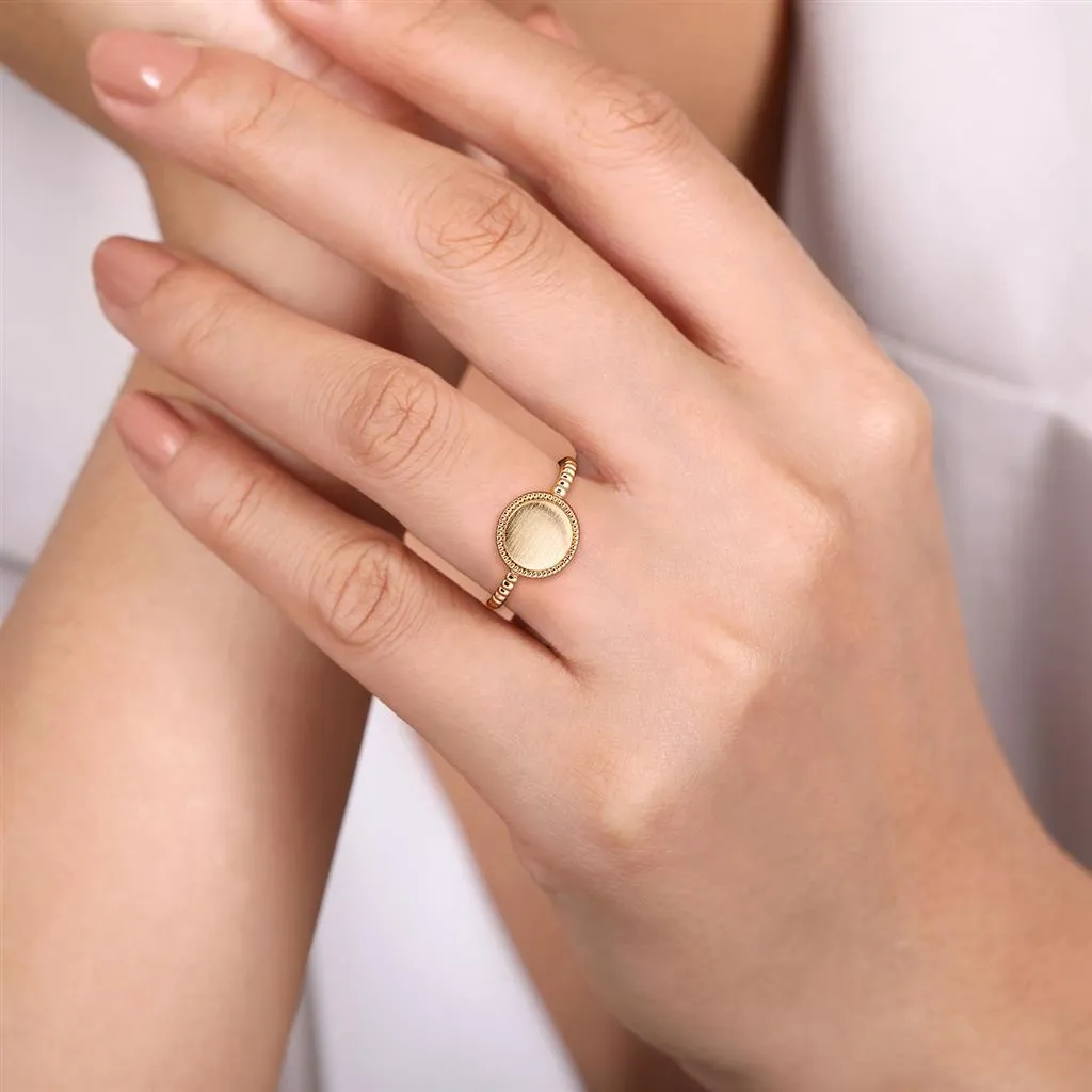 Gabriel & Co. 14K Yellow Gold Bujukan Personalized Signet Ring