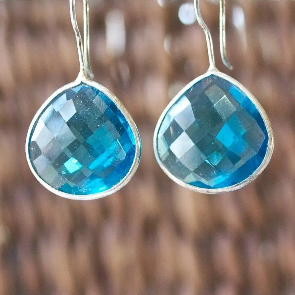 Gem Drop Earrings, Polished Quartz Earrings