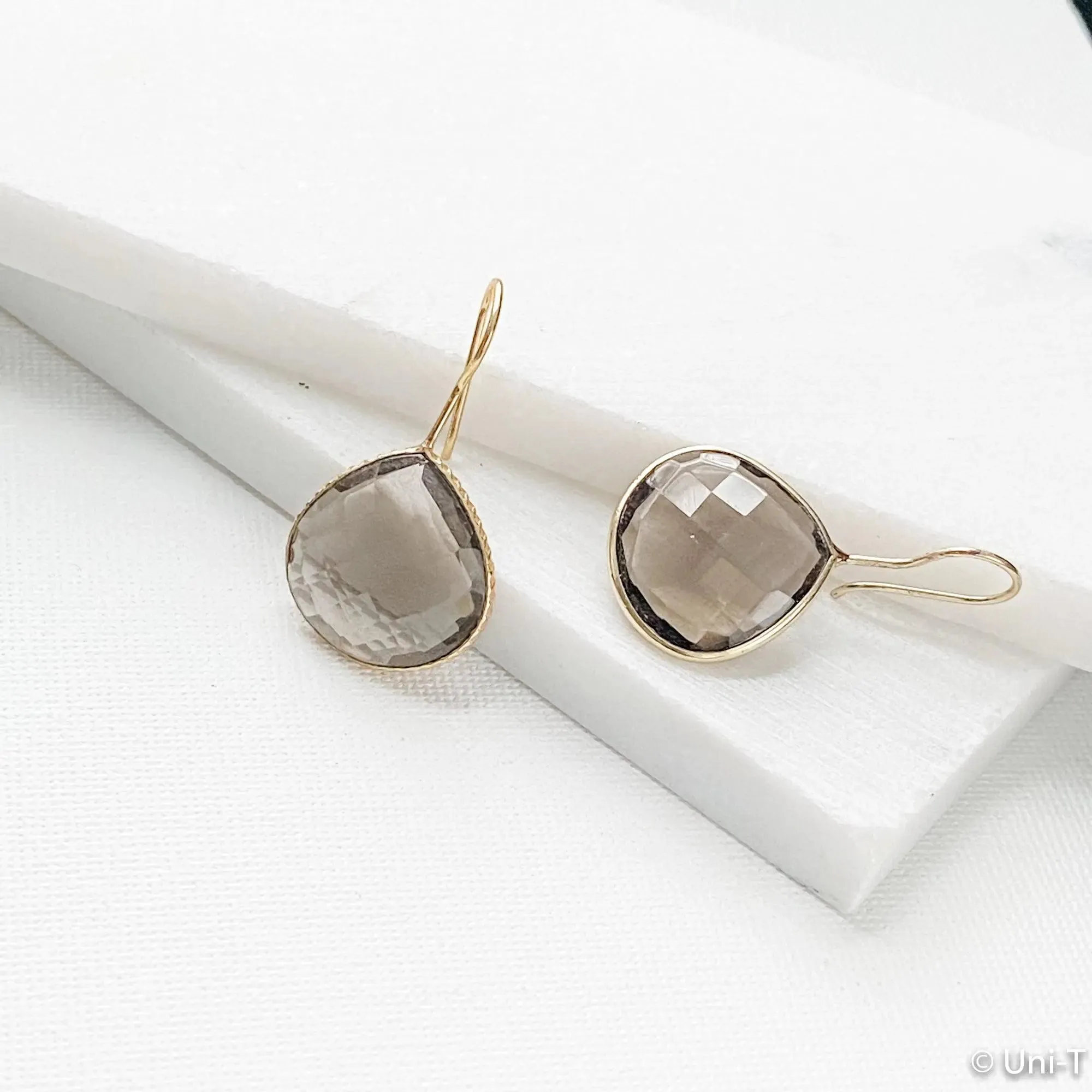 Gem Drop Earrings, Polished Quartz Earrings