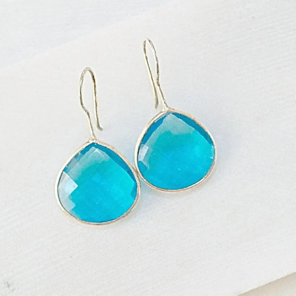 Gem Drop Earrings, Polished Quartz Earrings