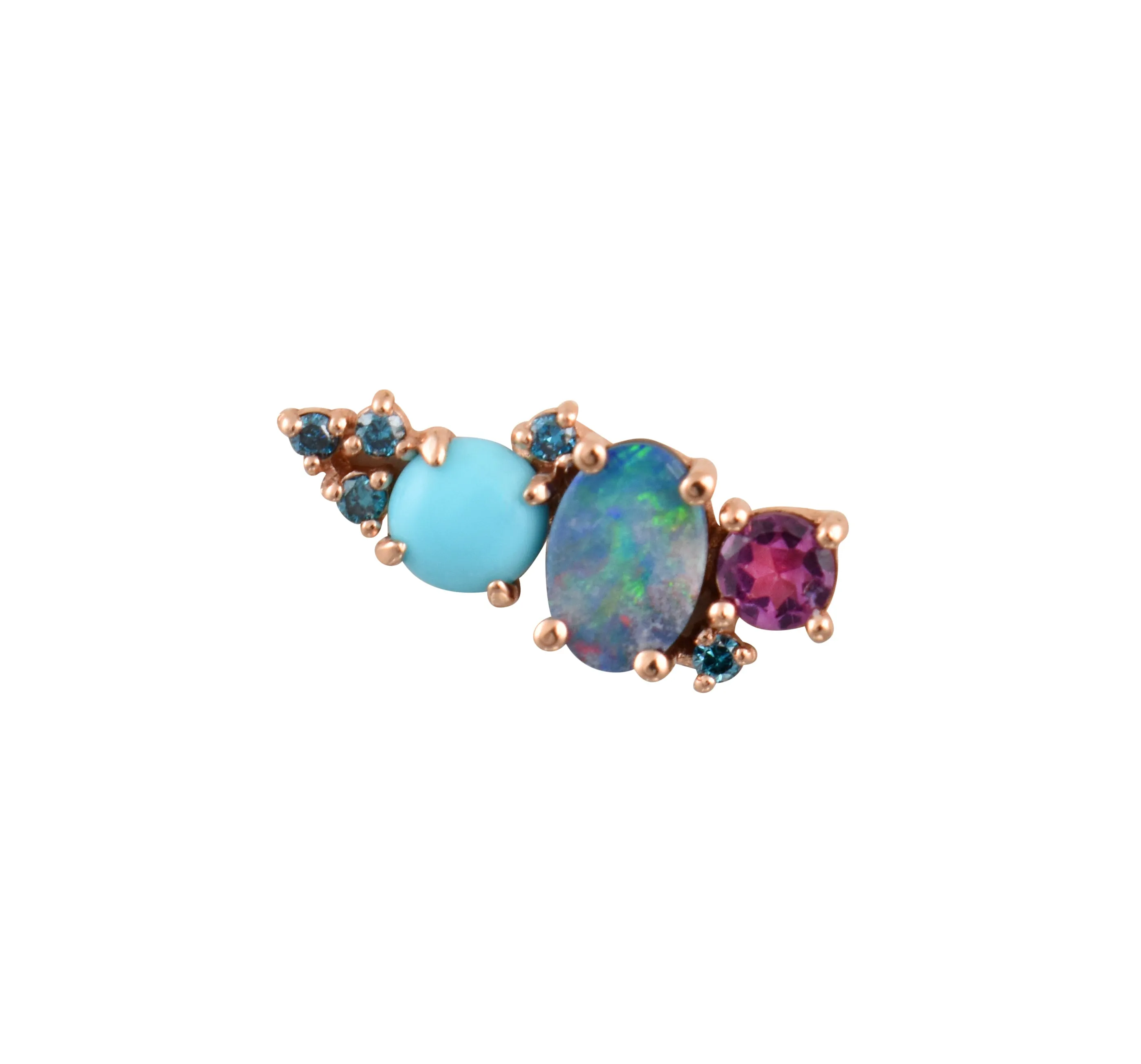 Gemstone & Diamond 14K Mini Ear Climber, Right