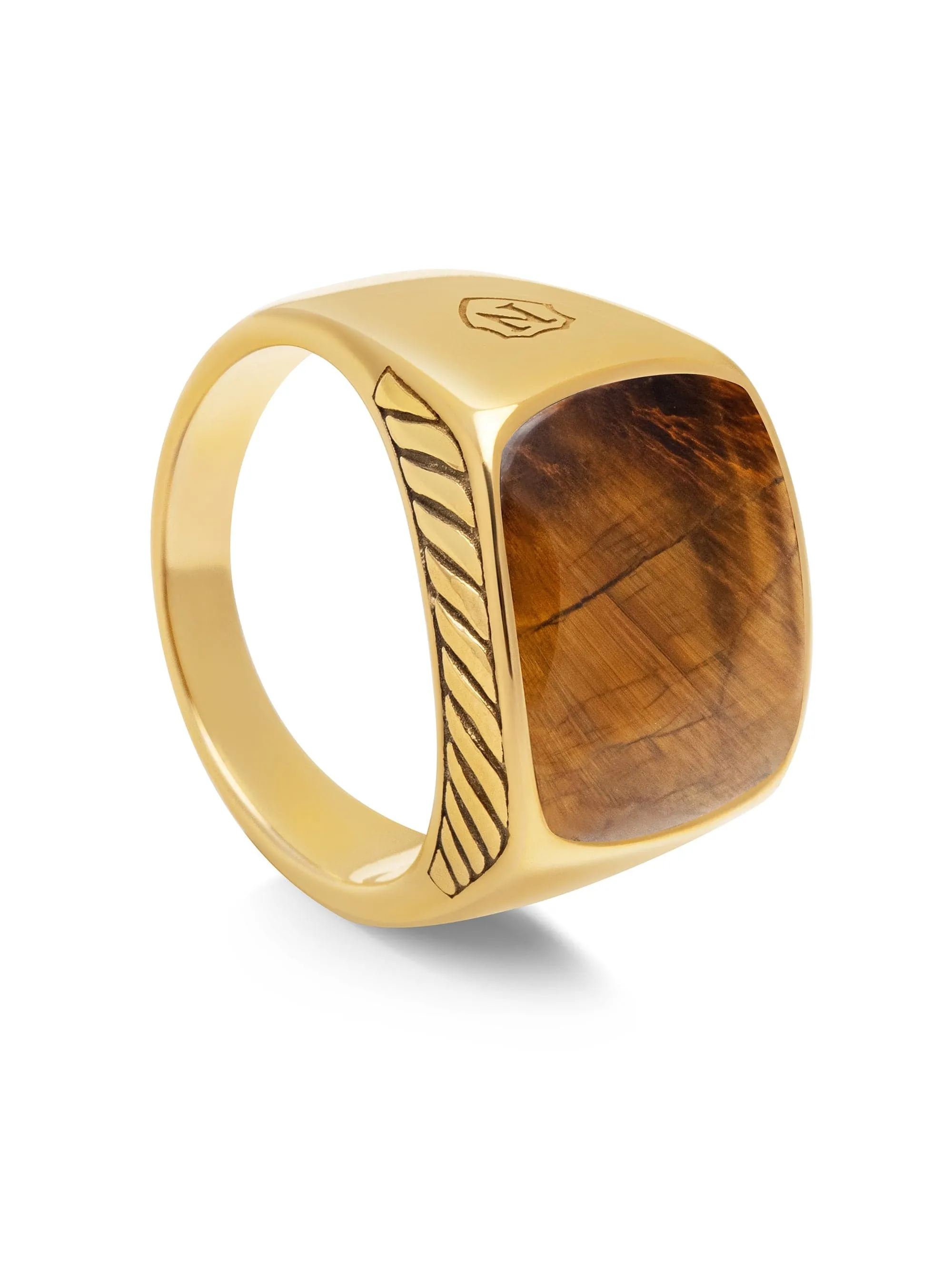 Gentlemen's Gold Signet Ring with Brown Tiger Eye