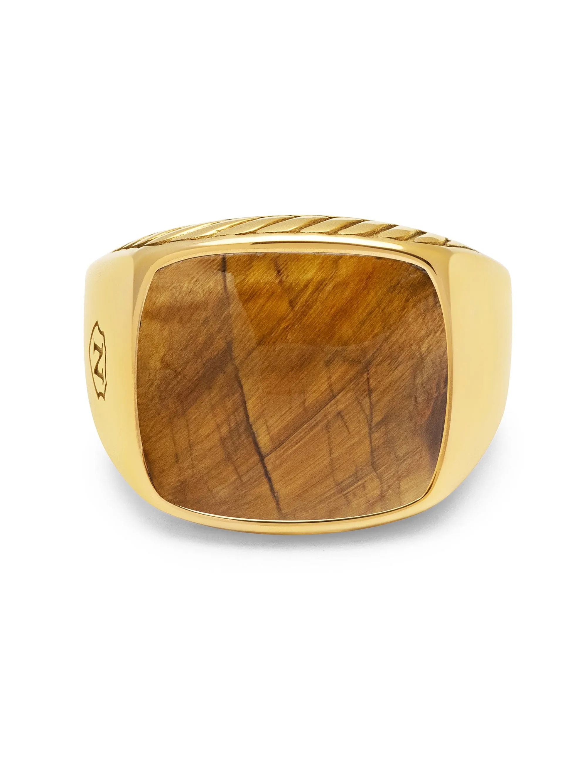 Gentlemen's Gold Signet Ring with Brown Tiger Eye