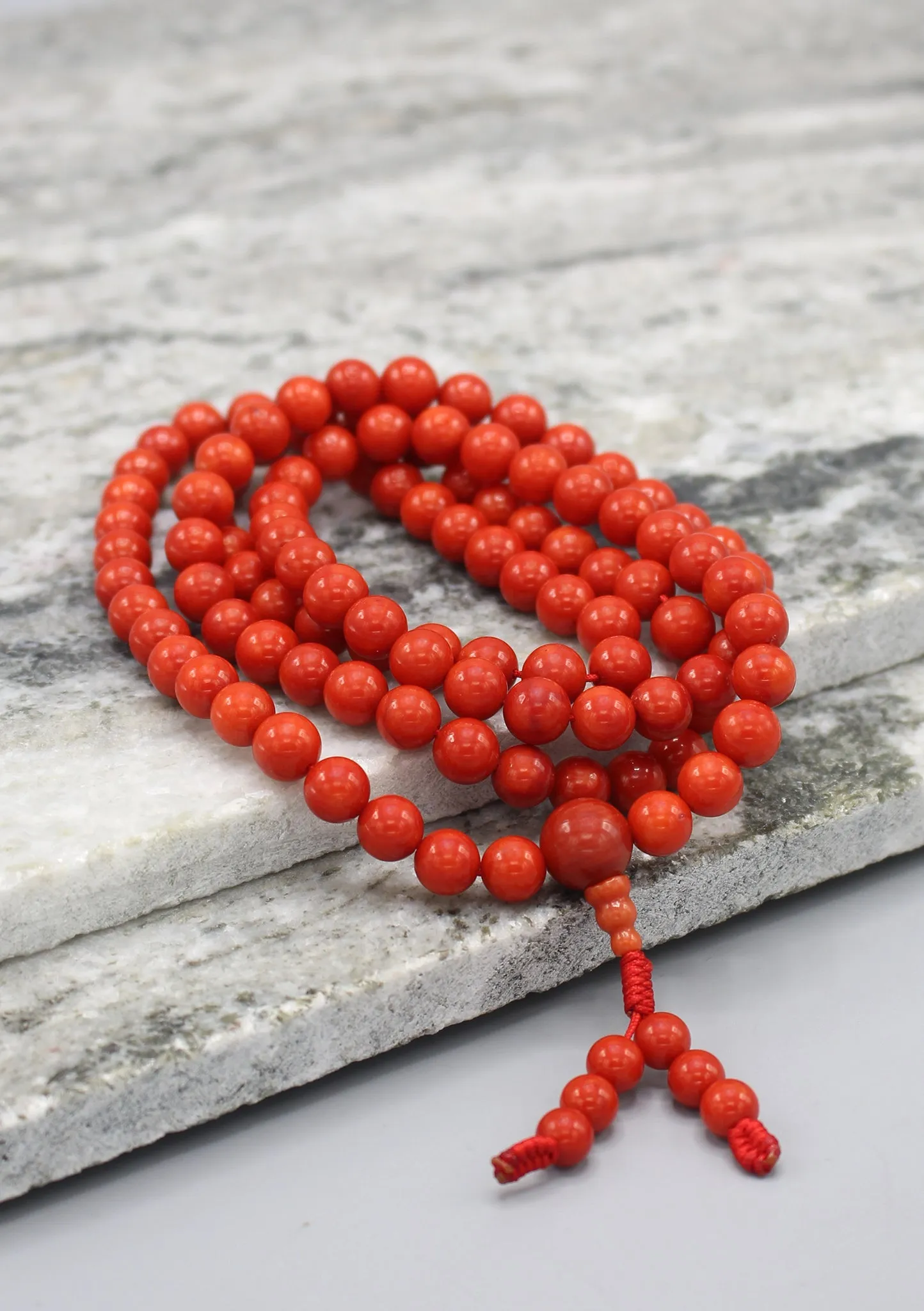 Genuine Coral 108 Beads Mala for Prayer and Meditation