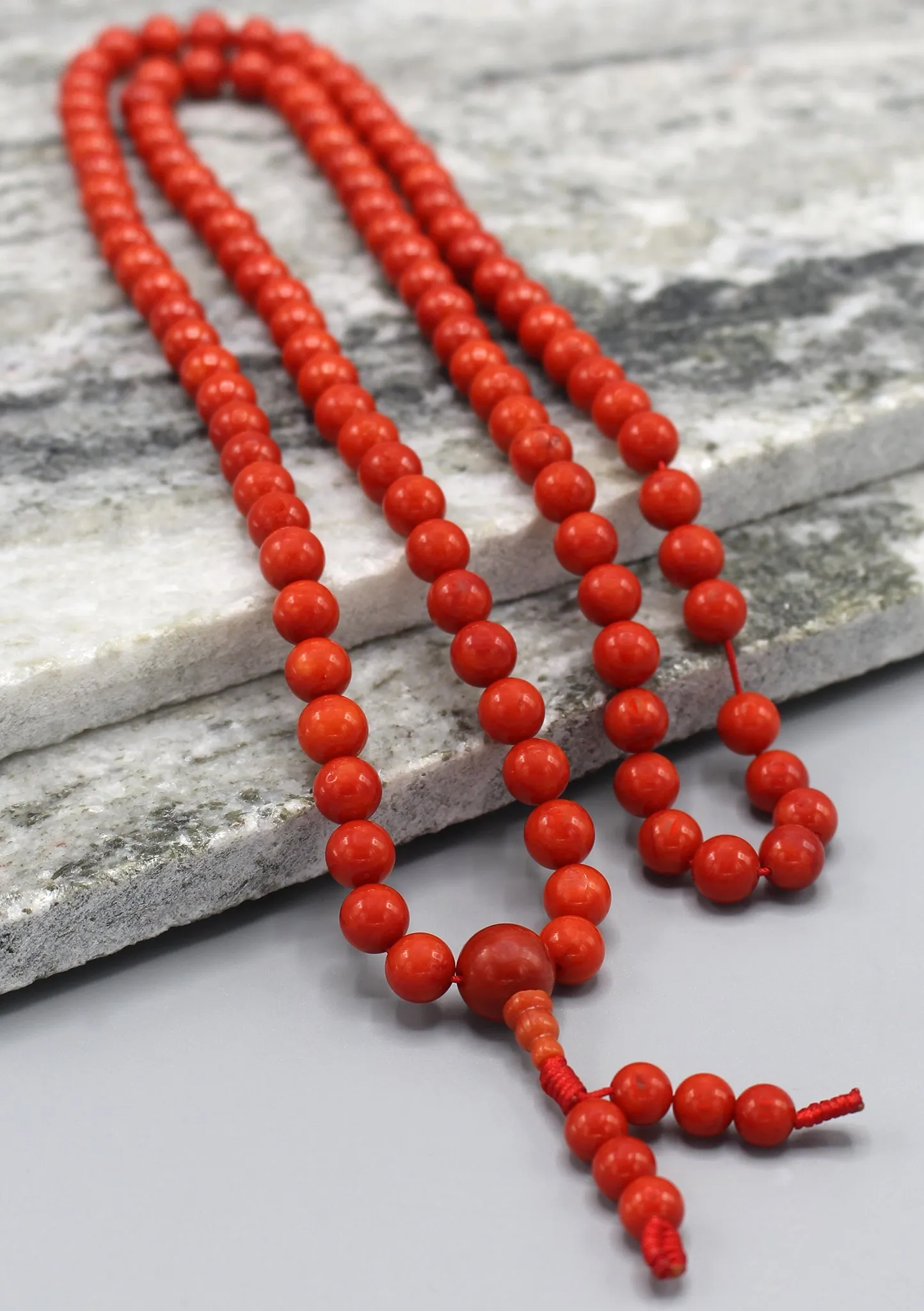 Genuine Coral 108 Beads Mala for Prayer and Meditation