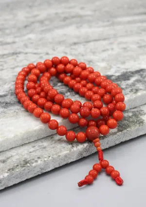 Genuine Coral 108 Beads Mala for Prayer and Meditation