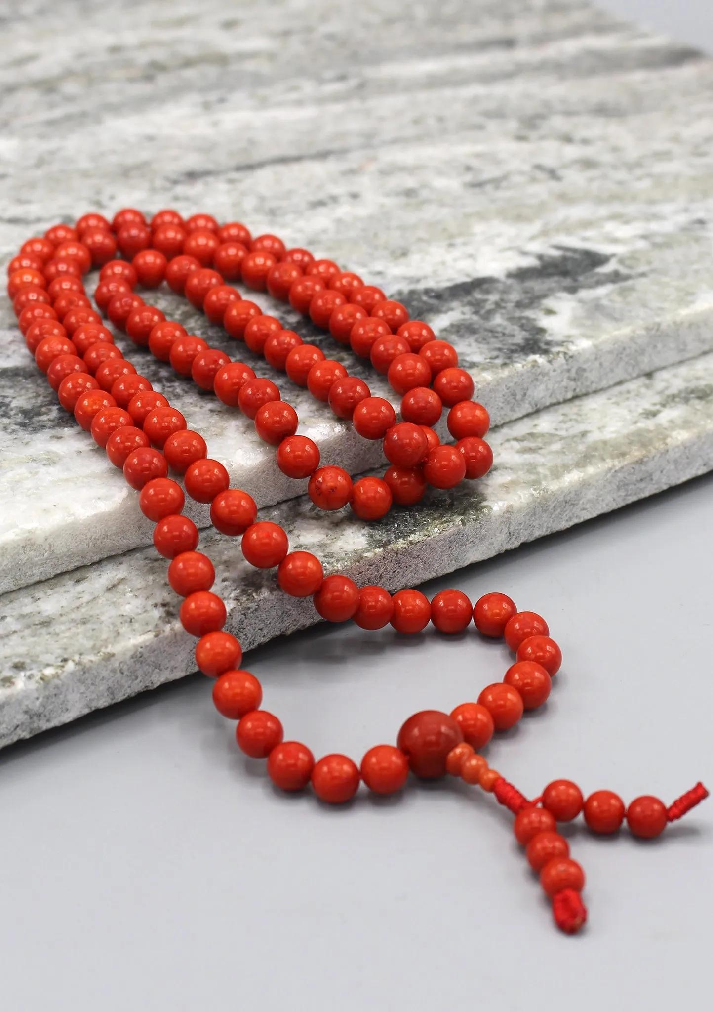 Genuine Coral 108 Beads Mala for Prayer and Meditation