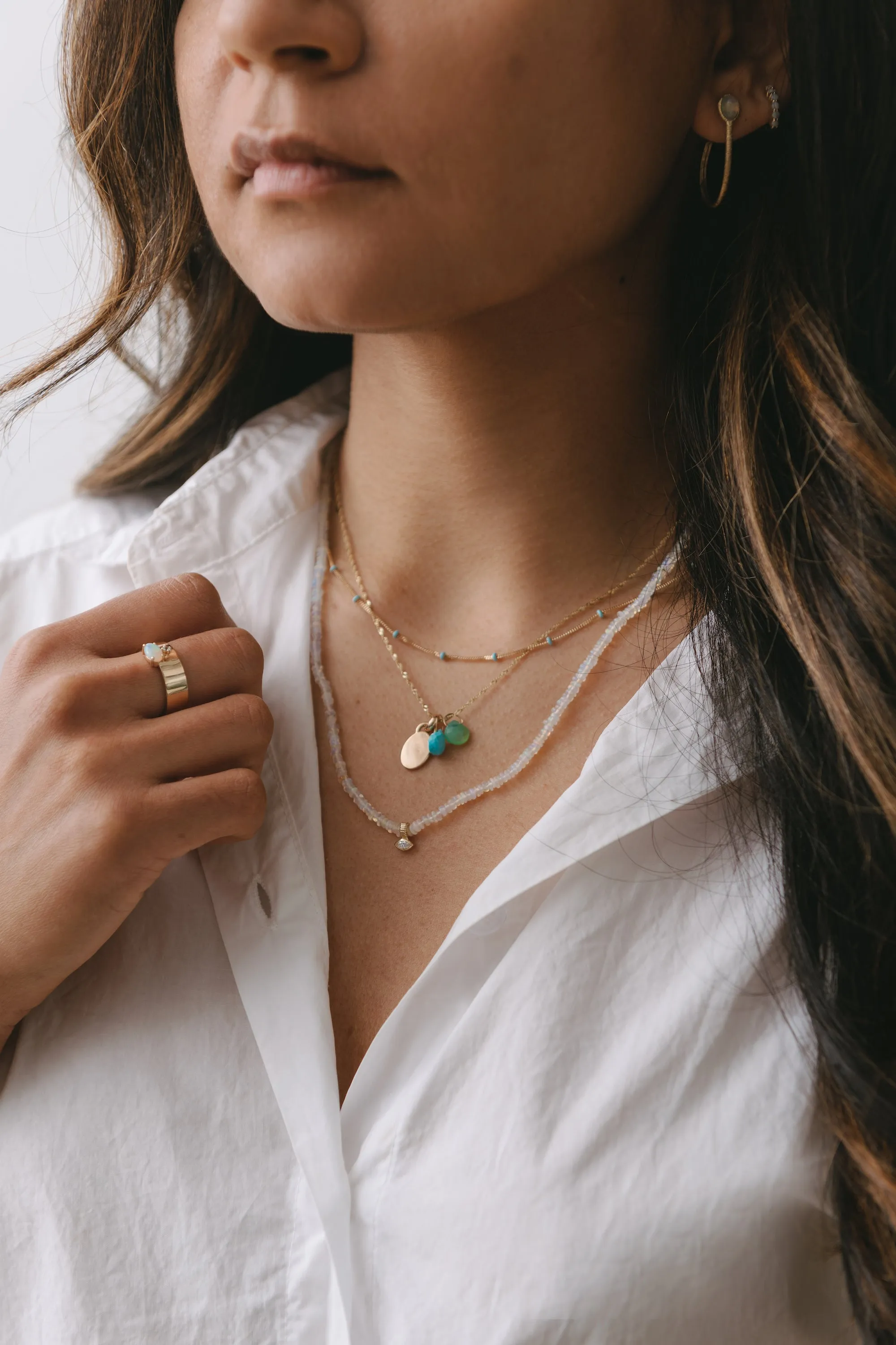 Gold & Fire Opal Rondelle Bead Necklace