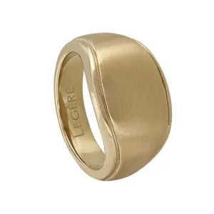 Gold IP Finish Stainless Steel Signet Ring  with Gold IP Matte Finish
