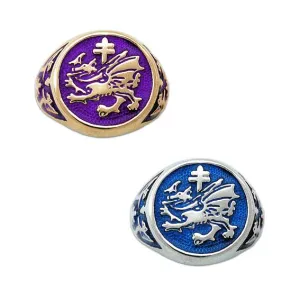Gold Order of The Dragon Signet Ring - Enameled