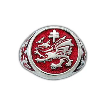 Gold Order of The Dragon Signet Ring - Enameled