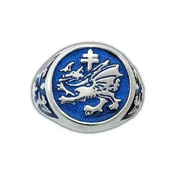 Gold Order of The Dragon Signet Ring - Enameled