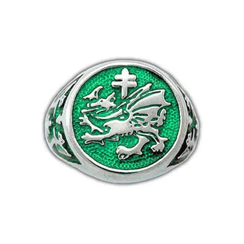 Gold Order of The Dragon Signet Ring - Enameled