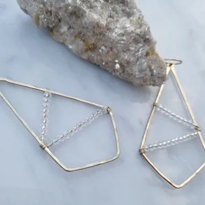 Handmade Gold   Clear Quartz Earrings