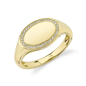 Horizontal Diamond Rimmed Signet Ring