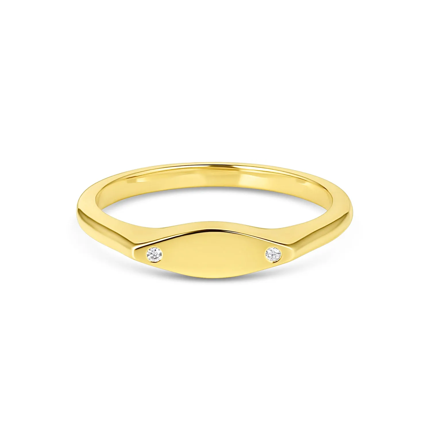 Interleaf Signet Ring with Diamonds
