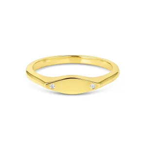 Interleaf Signet Ring with Diamonds