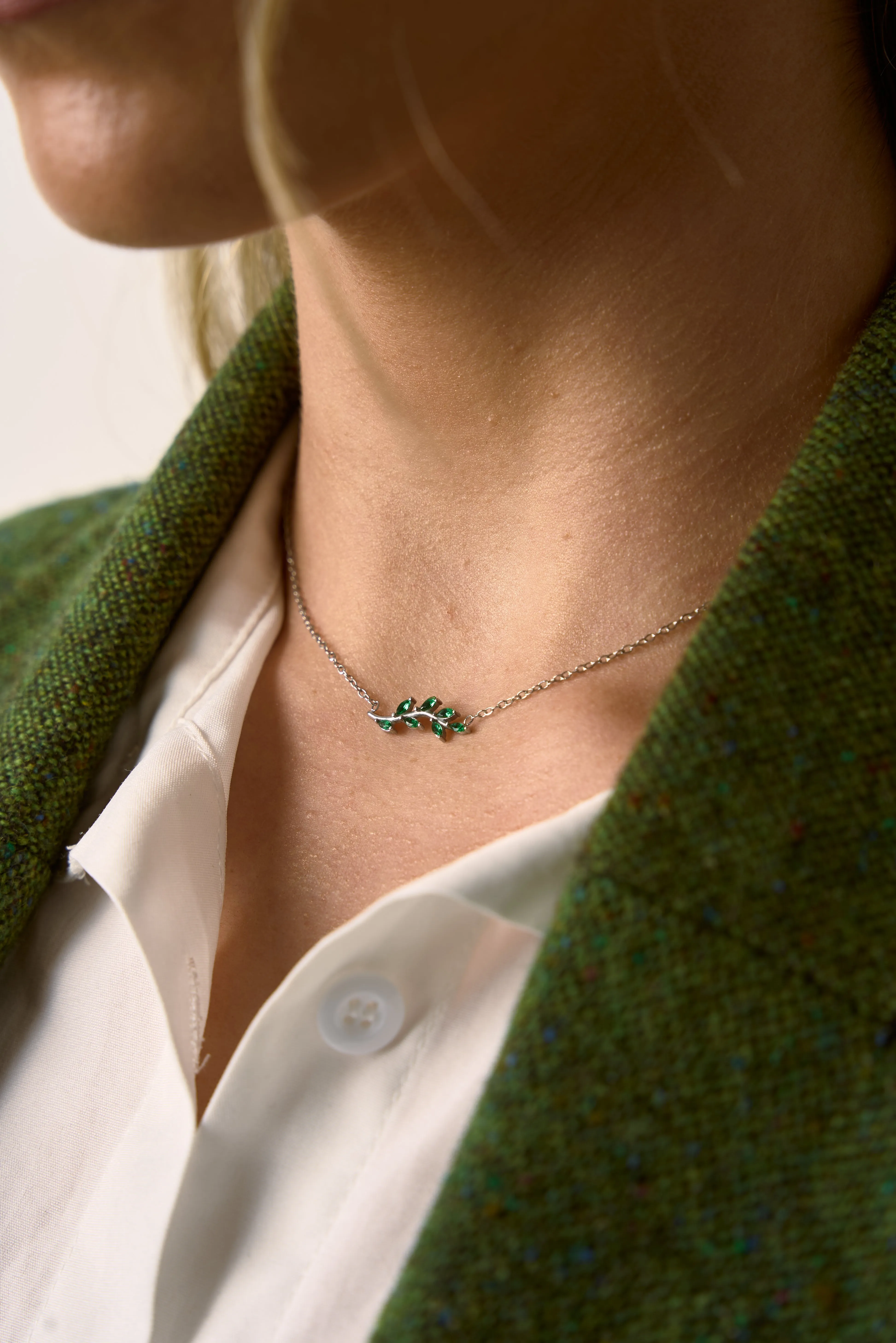 Irish Emerald Leaf Necklace