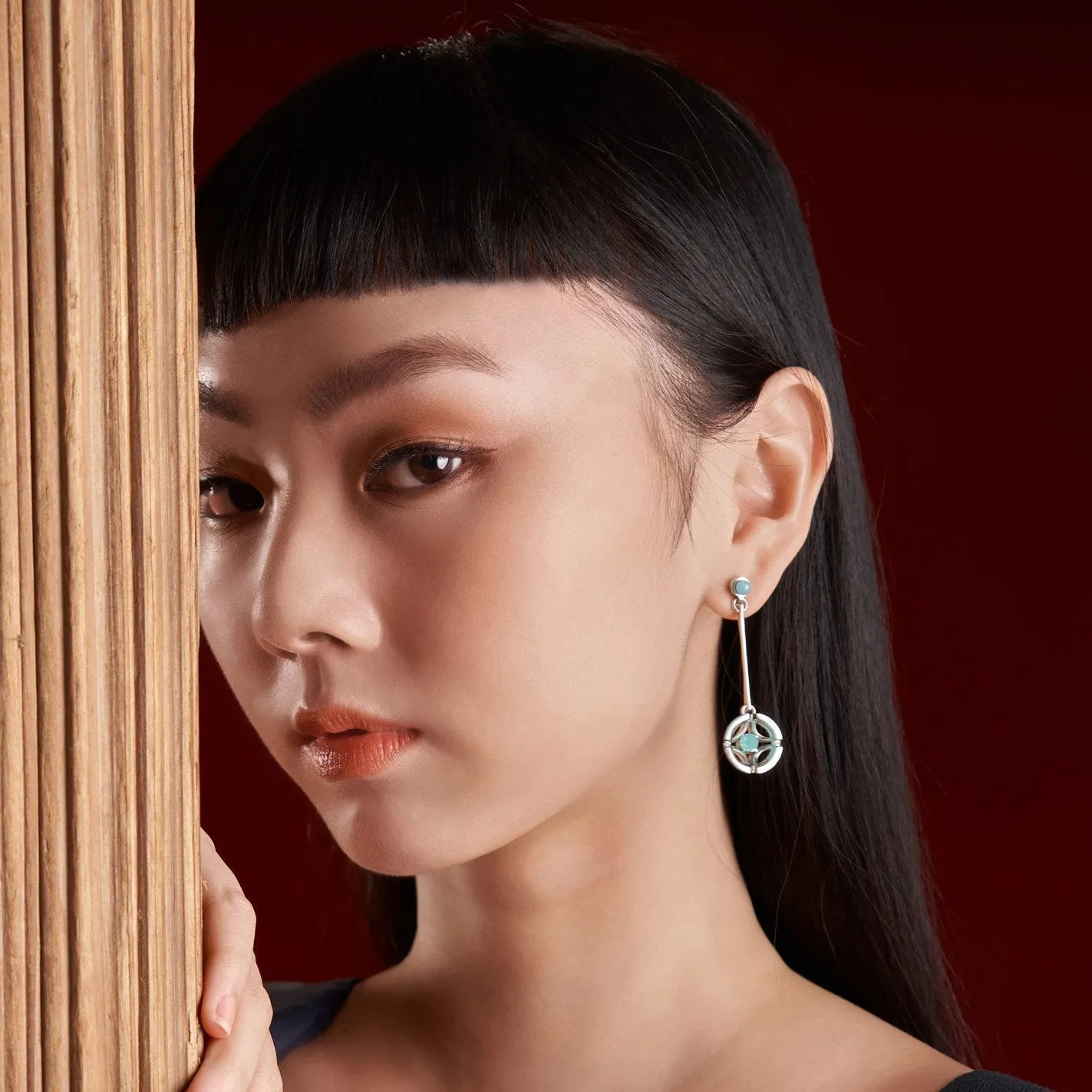 Jalan Besar Drop Earrings - Sterling Silver - Moonstone