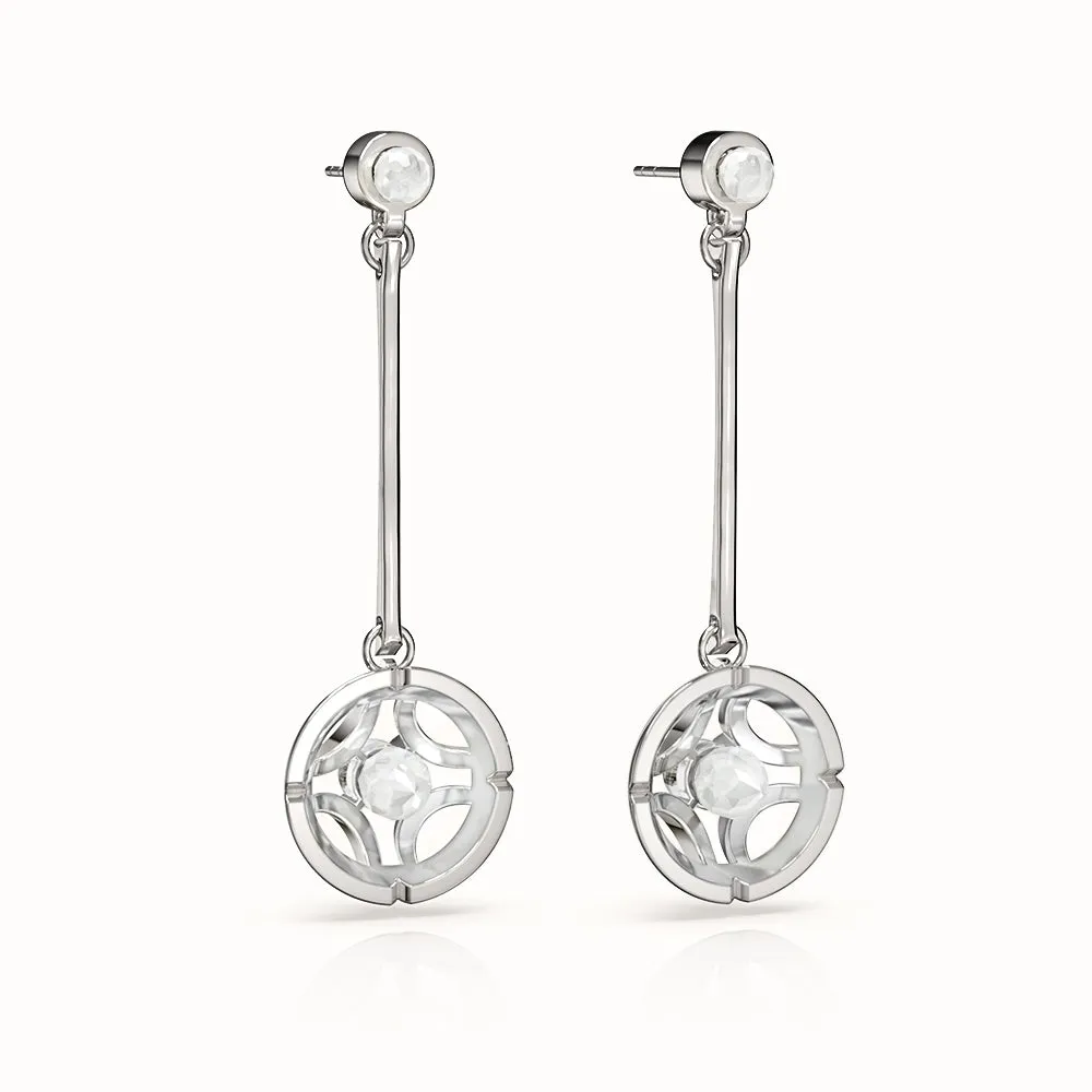 Jalan Besar Drop Earrings - Sterling Silver - Moonstone