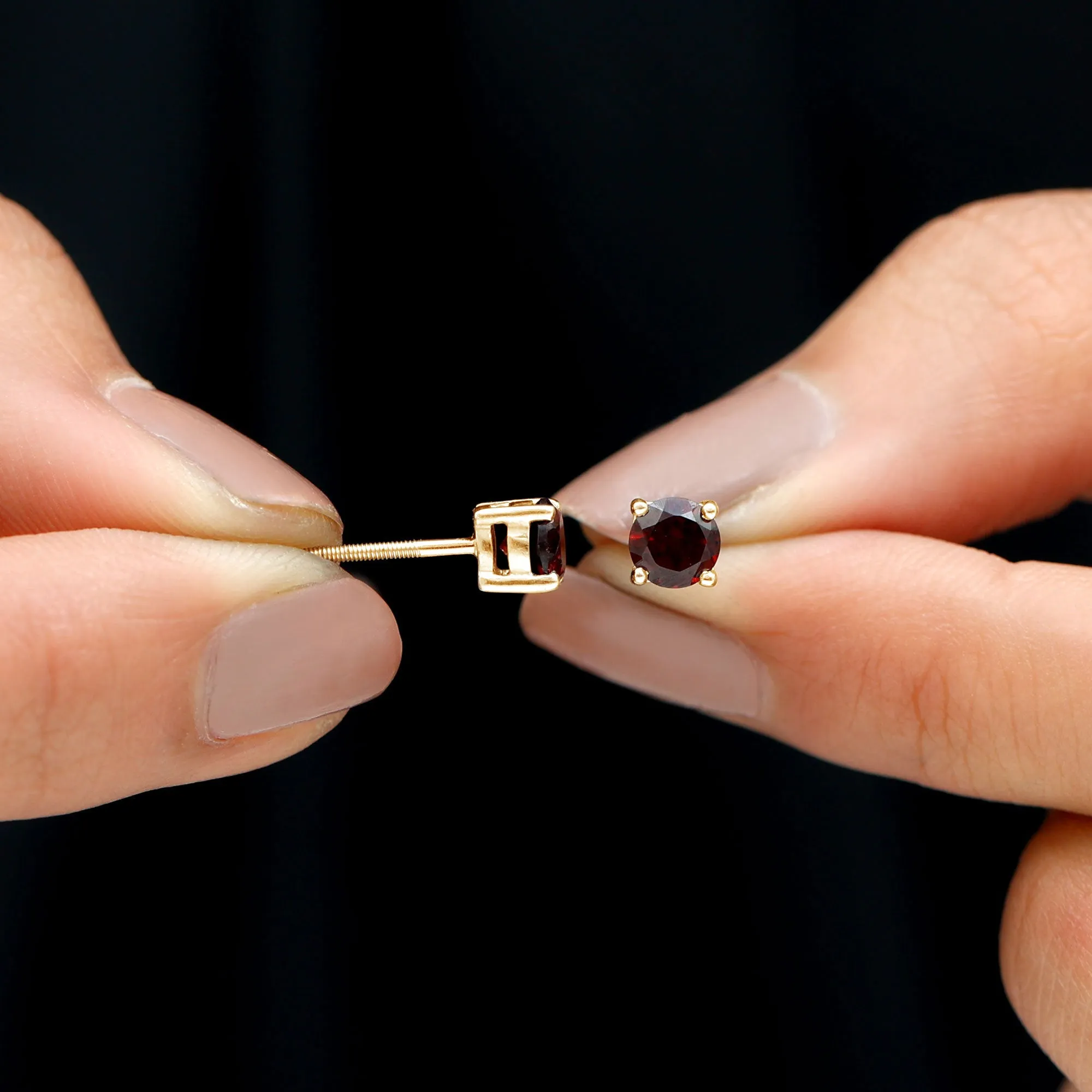 January Birthstone 1/2 CT Round Cut Garnet Solitaire Stud Earrings for Women