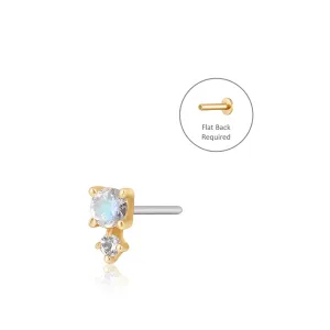 JUNE | Moonstone and White Sapphire Threadless Flatback Earring