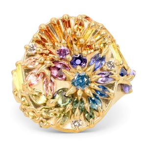 Large Blossom Crush Star Bright Signet Ring - Made to Order