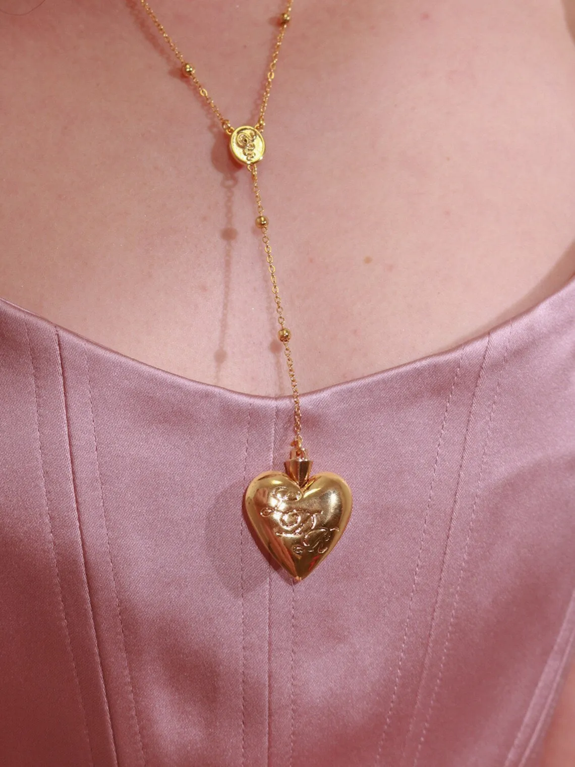 LDR Style Heart Necklace, Lana Rosary Emerald Heart Necklace