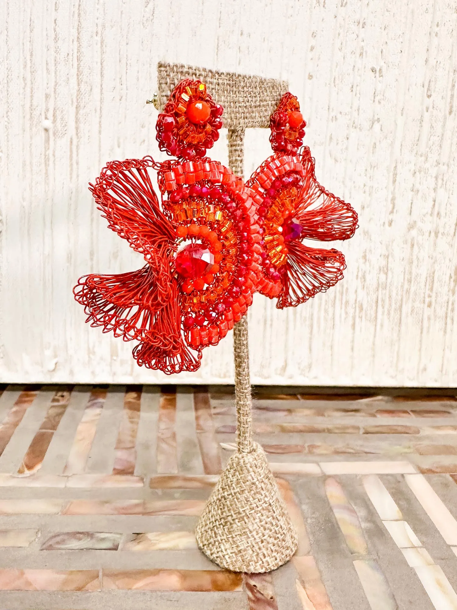 Lia Earrings, Coral Mix