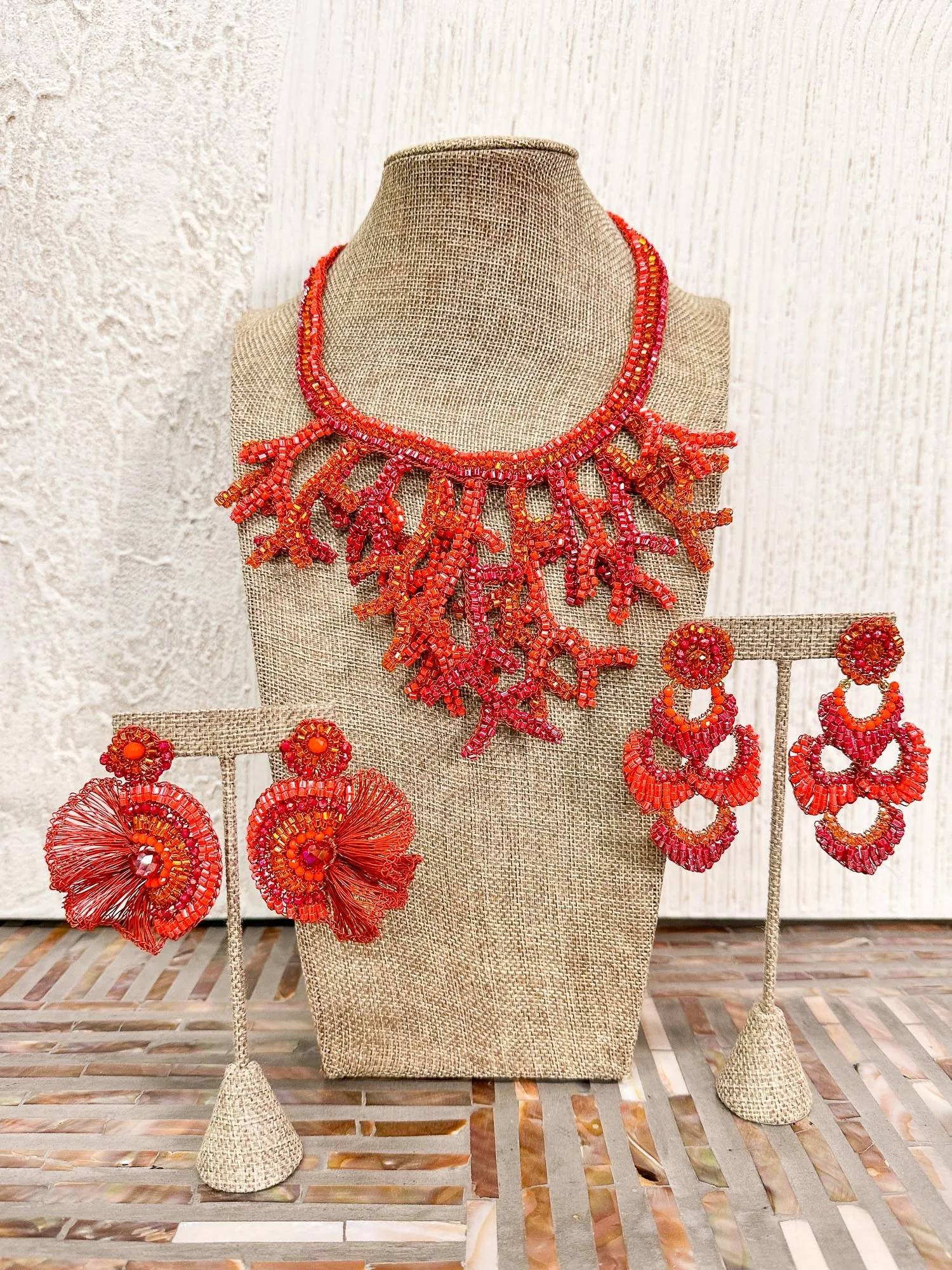 Lia Earrings, Coral Mix