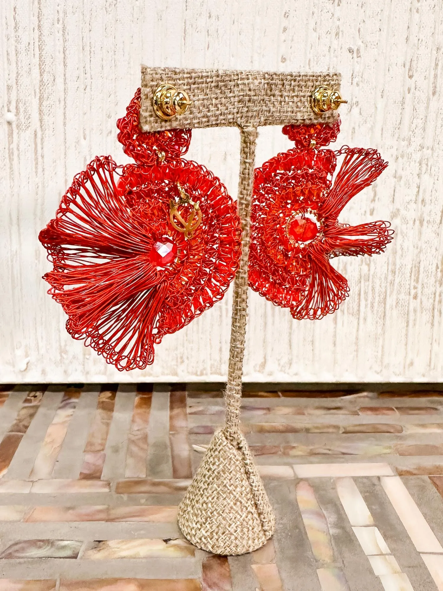 Lia Earrings, Coral Mix