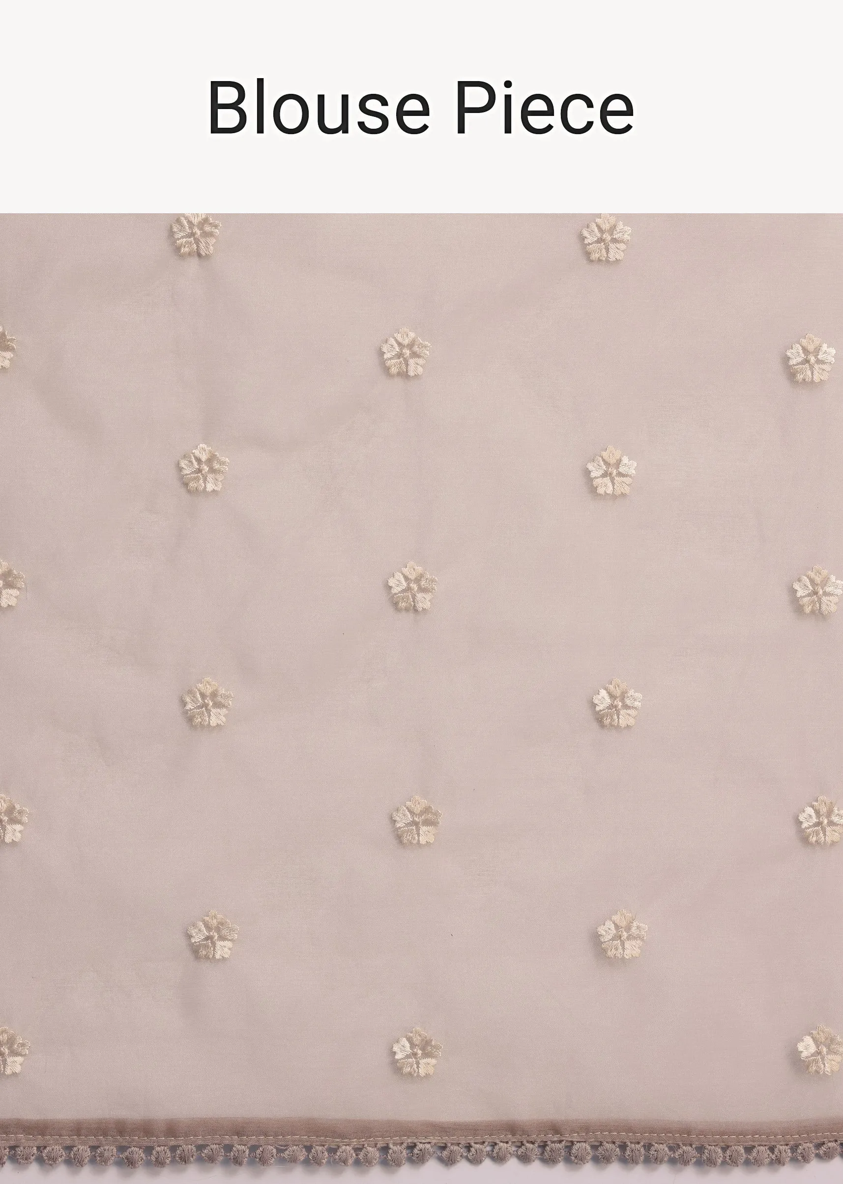 Light Brown Organza Resham Thread Embroidered Saree