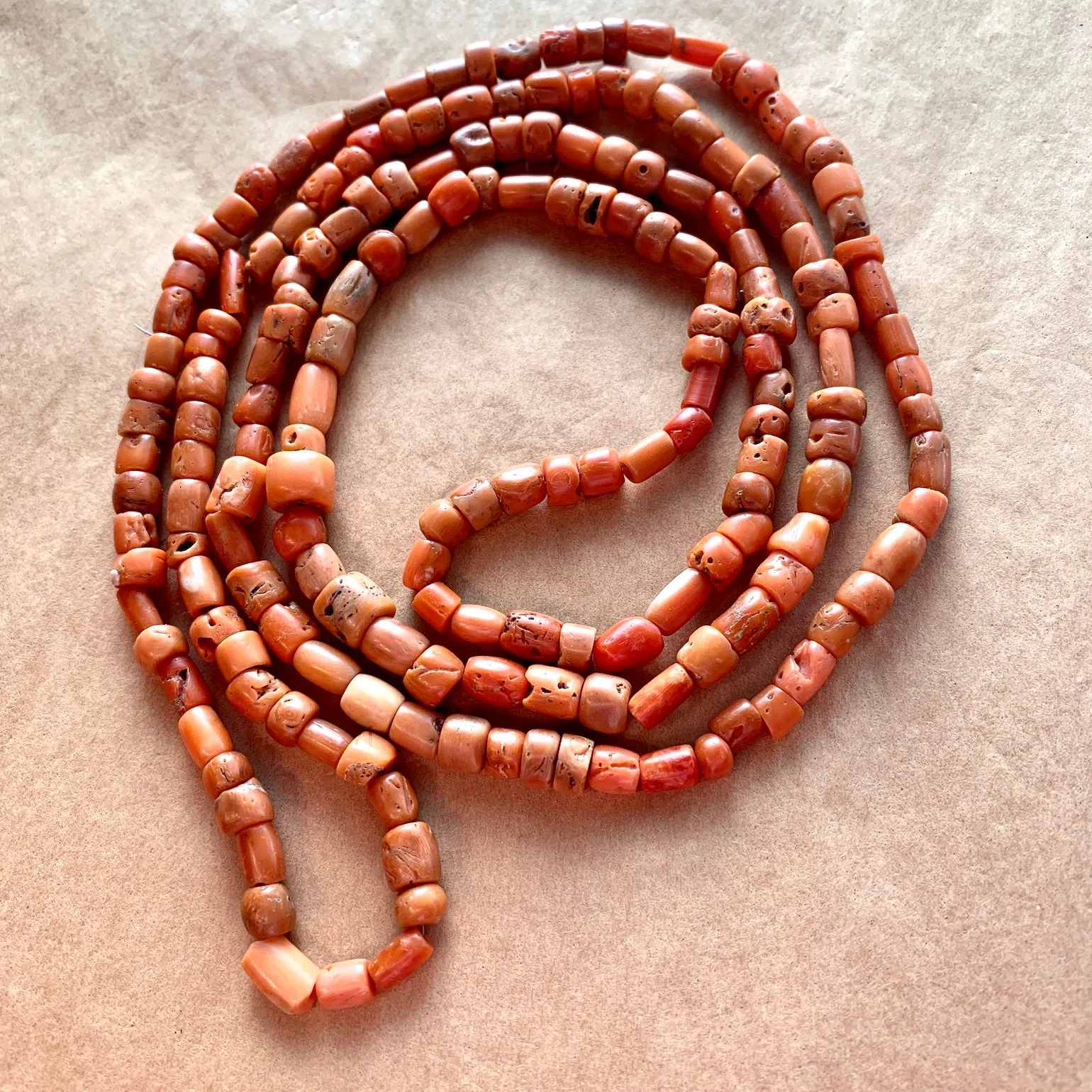 Long Strand of Berber Orange/Red Coral Beads