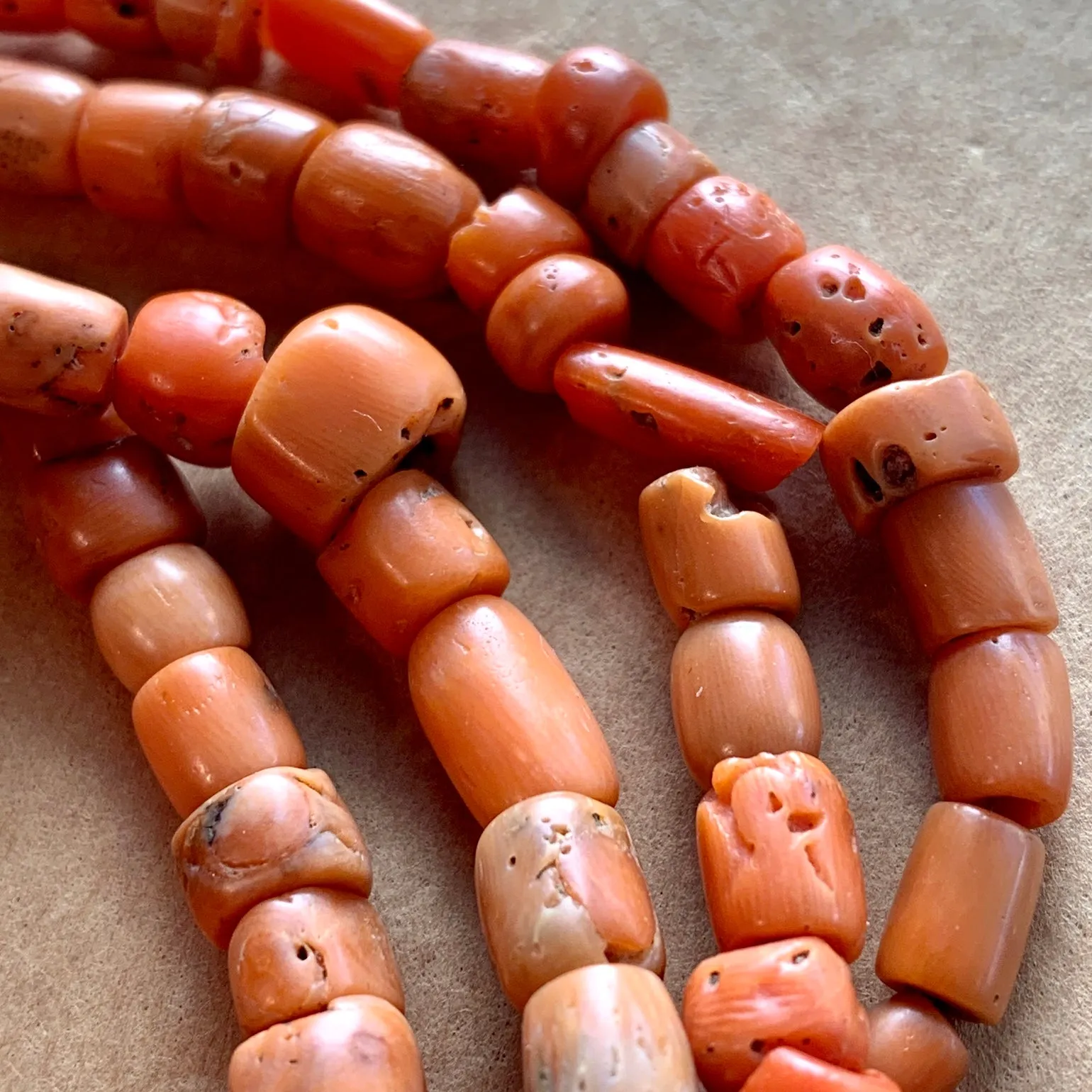 Long Strand of Berber Orange/Red Coral Beads