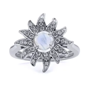 Mark Henry 18k White Gold Moonstone and Diamond "Gleam" Ring