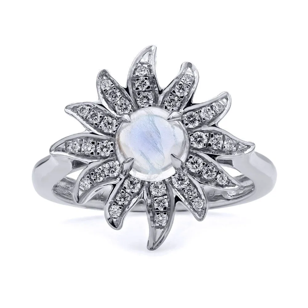 Mark Henry 18k White Gold Moonstone and Diamond "Gleam" Ring