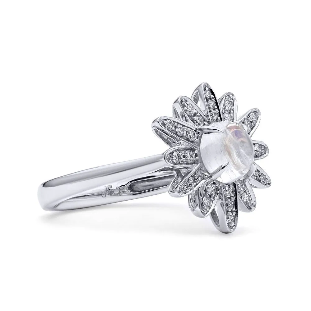 Mark Henry 18k White Gold Moonstone and Diamond "Gleam" Ring