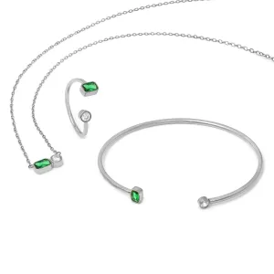 May Emerald Birthstone Gift Set - Silver