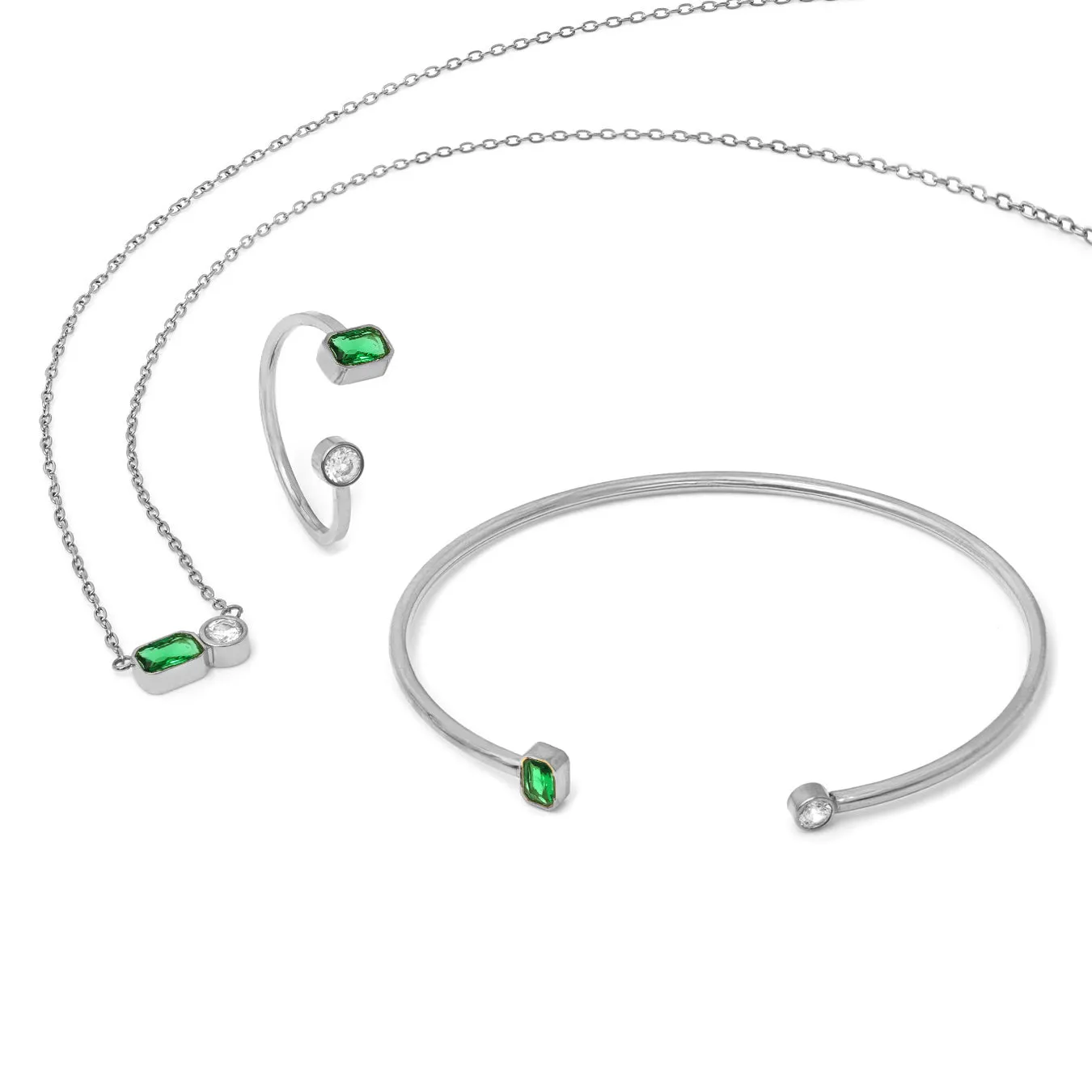 May Emerald Birthstone Gift Set - Silver