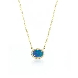 Meira T Austrailian 14K Yellow Gold Opal & Diamond Necklacce