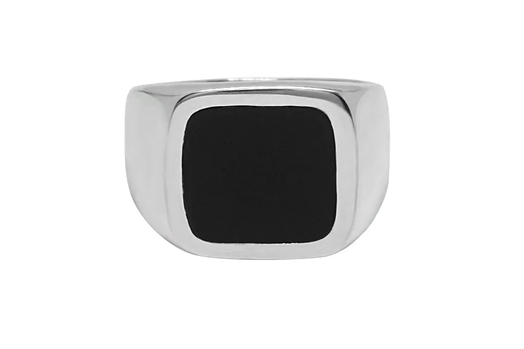 Men's Silver Signet Onyx Ring