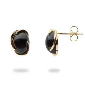 Midnight Wave Black Coral Earrings in Gold - 9mm