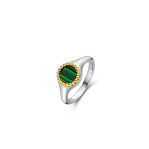 Milano Malachite Ring - Silver - Size 56 - 12207MA/56