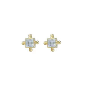 Mini Gia 14K Gold Vermeil Blue Topaz Studs