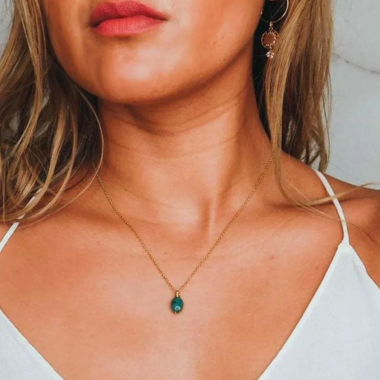 Minimalist Raw Emerald Necklace
