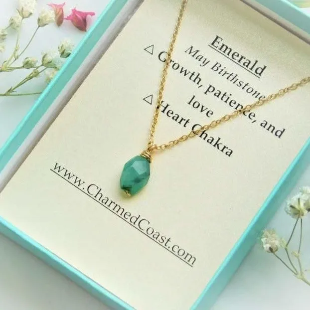 Minimalist Raw Emerald Necklace