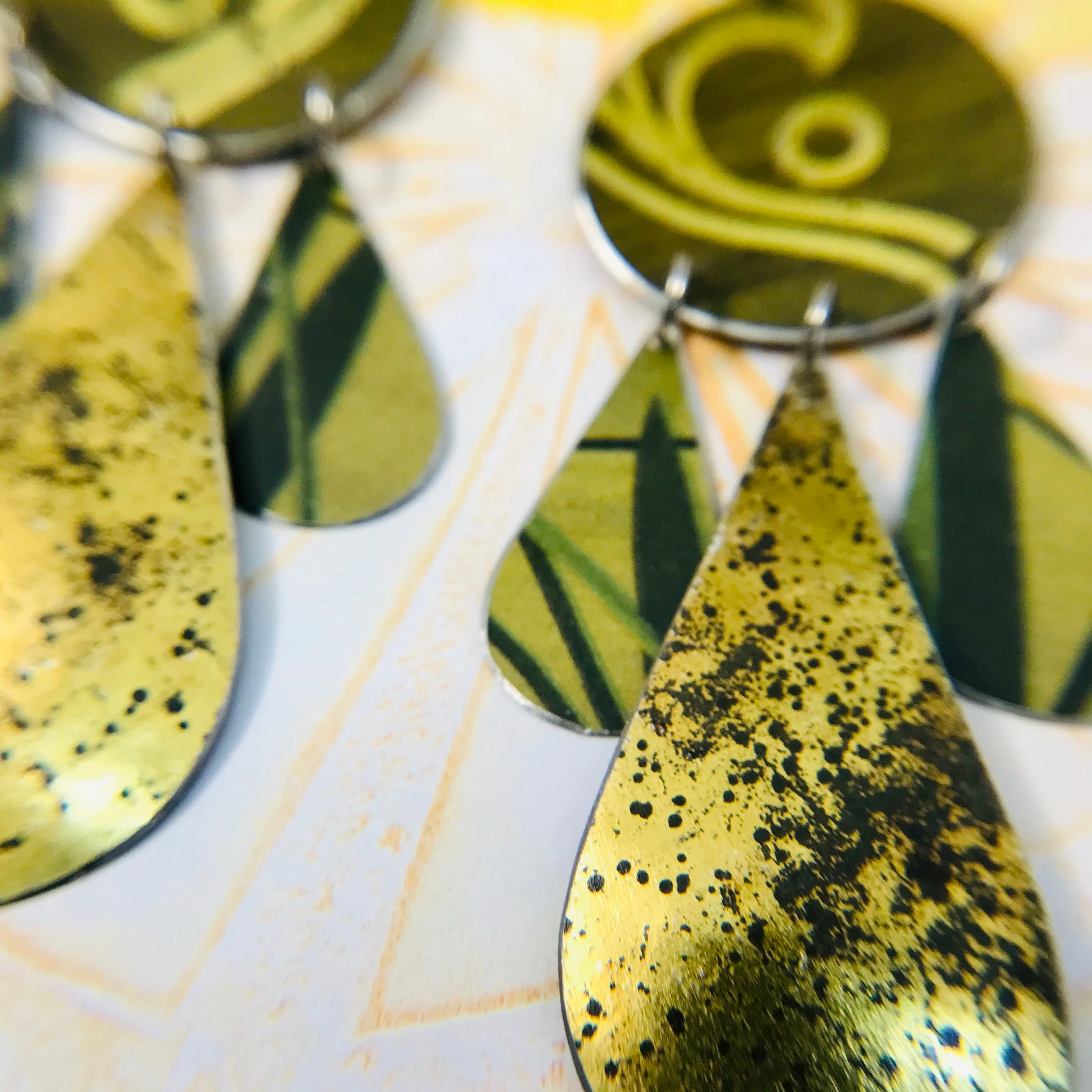Mixed Antiqued Golds Tin Chandelier Earrings