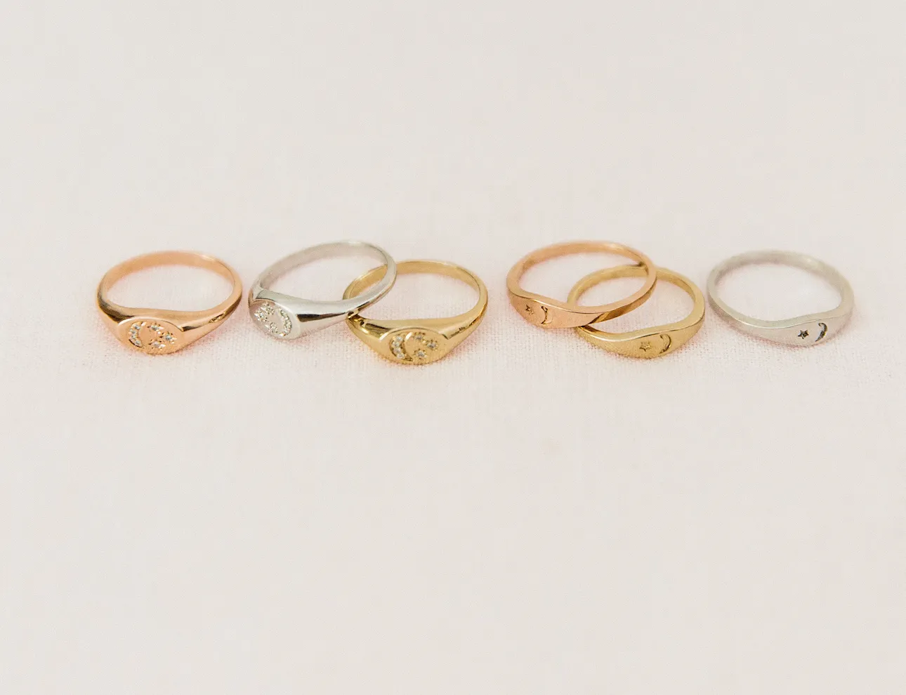 Moon & Star Mini Signet Ring
