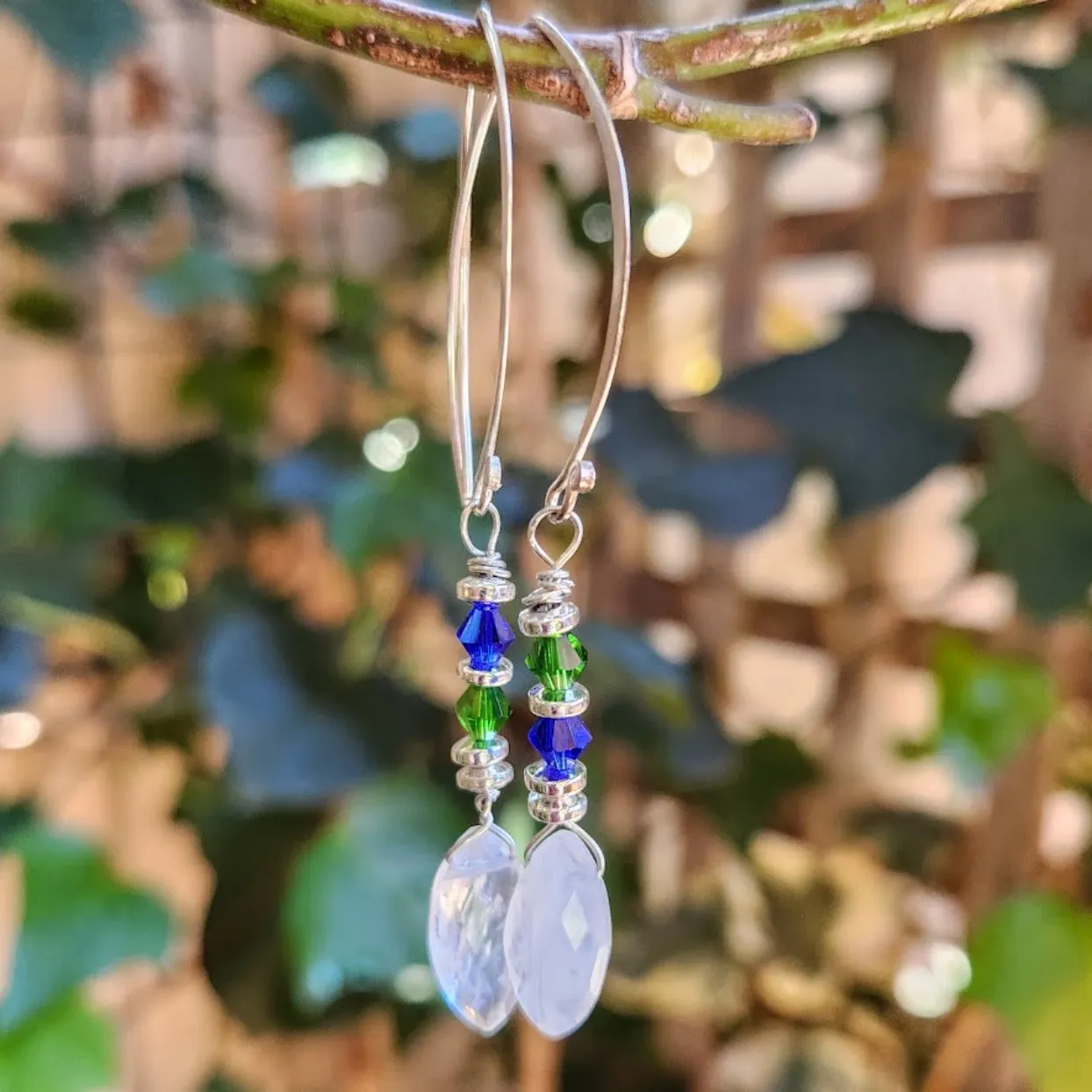 MOONSTONE CRYSTAL - HILLTRIBE HOOK EARRINGS