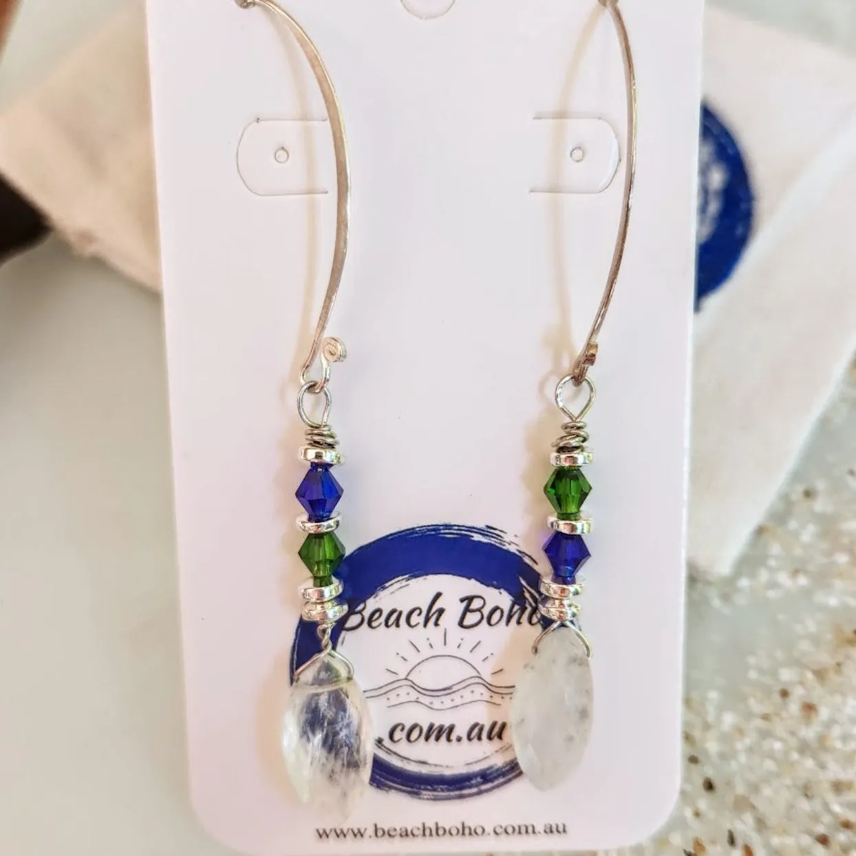 MOONSTONE CRYSTAL - HILLTRIBE HOOK EARRINGS